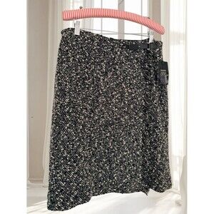 NWT VTG Etcetera Black Marbled Bouclé Wrap Skirt Size 12